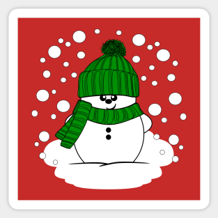 Cheeky Christmas Snowman with Green Hat and Scarf Sticker